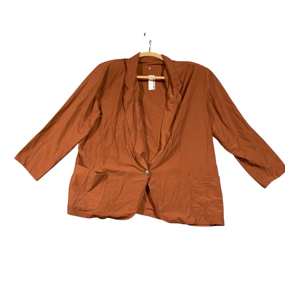 Venezia Blazer Women Size 24 Rust Brown Rayon Blend Single Button Light Jacket